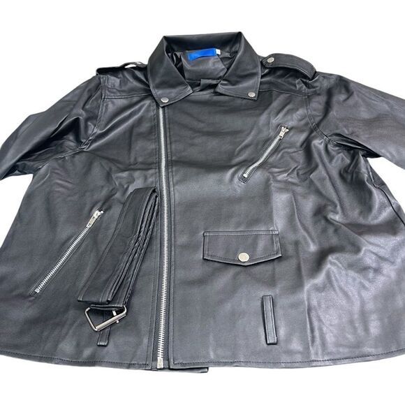 Black Soft Leather Biker Motorcycle Jacket - Picture 5 of 14